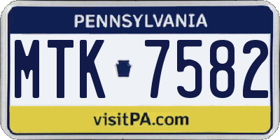 PA license plate MTK7582