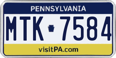 PA license plate MTK7584