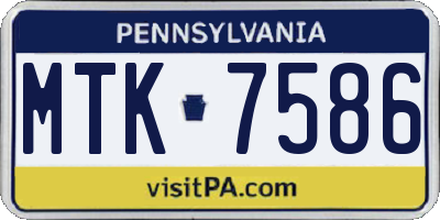 PA license plate MTK7586