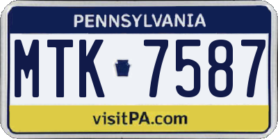PA license plate MTK7587