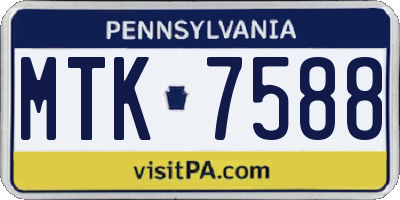 PA license plate MTK7588