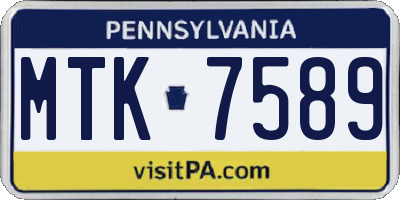 PA license plate MTK7589