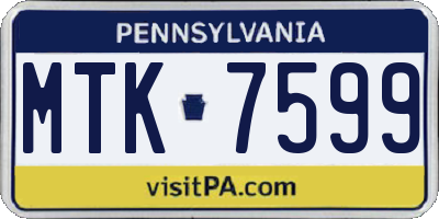 PA license plate MTK7599