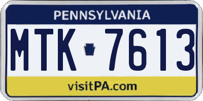PA license plate MTK7613