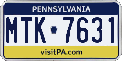 PA license plate MTK7631