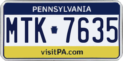 PA license plate MTK7635