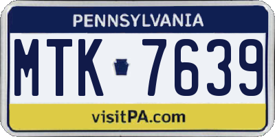 PA license plate MTK7639