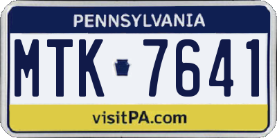 PA license plate MTK7641