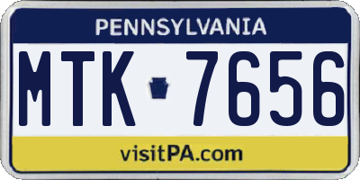 PA license plate MTK7656