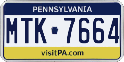 PA license plate MTK7664