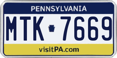 PA license plate MTK7669