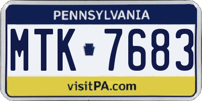 PA license plate MTK7683