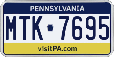 PA license plate MTK7695