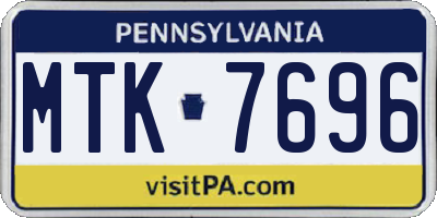 PA license plate MTK7696