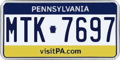 PA license plate MTK7697