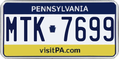 PA license plate MTK7699