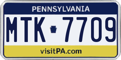 PA license plate MTK7709