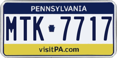 PA license plate MTK7717