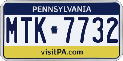 PA license plate MTK7732