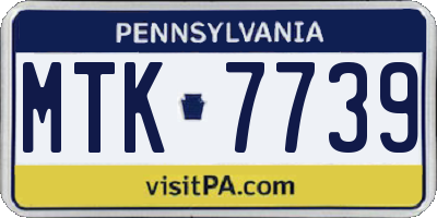 PA license plate MTK7739