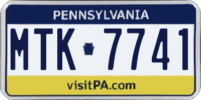 PA license plate MTK7741