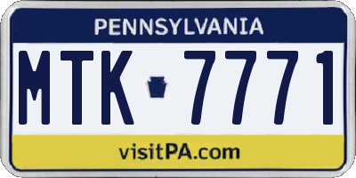 PA license plate MTK7771