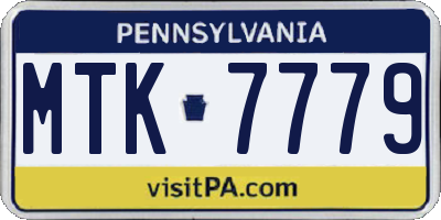 PA license plate MTK7779