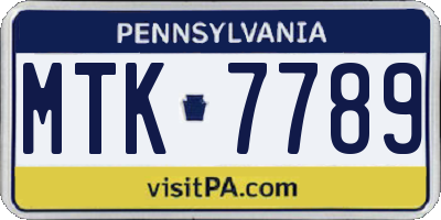 PA license plate MTK7789