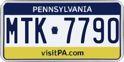 PA license plate MTK7790