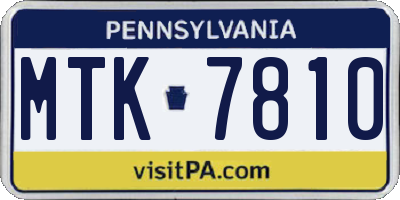 PA license plate MTK7810