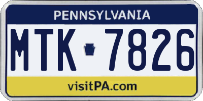 PA license plate MTK7826