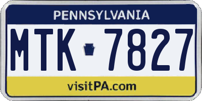 PA license plate MTK7827
