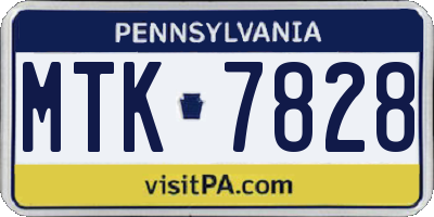 PA license plate MTK7828
