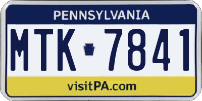 PA license plate MTK7841