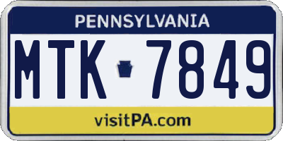 PA license plate MTK7849