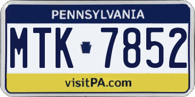 PA license plate MTK7852