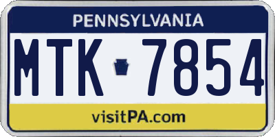 PA license plate MTK7854