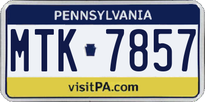 PA license plate MTK7857