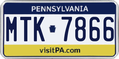 PA license plate MTK7866