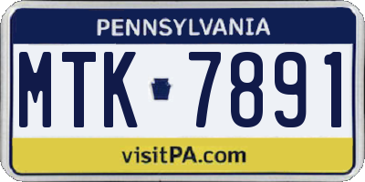 PA license plate MTK7891