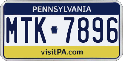 PA license plate MTK7896