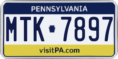 PA license plate MTK7897