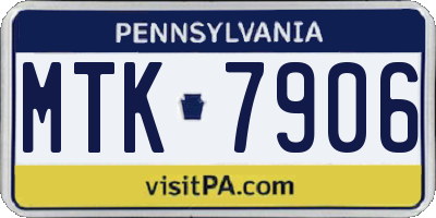PA license plate MTK7906