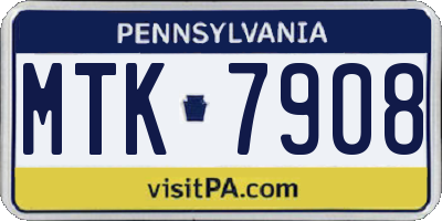 PA license plate MTK7908
