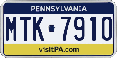 PA license plate MTK7910