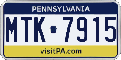 PA license plate MTK7915