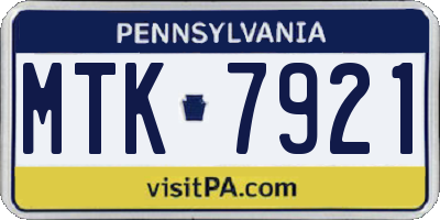PA license plate MTK7921