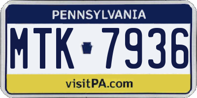 PA license plate MTK7936