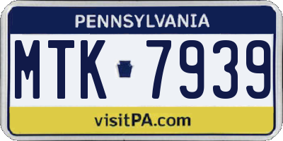 PA license plate MTK7939