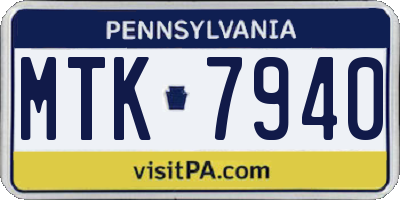PA license plate MTK7940